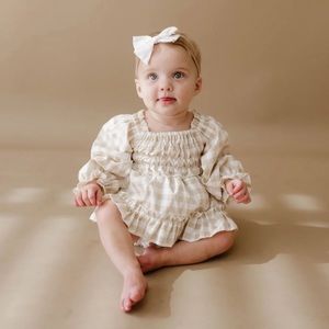 Forever French baby Beige Gingham romper 18-24 months